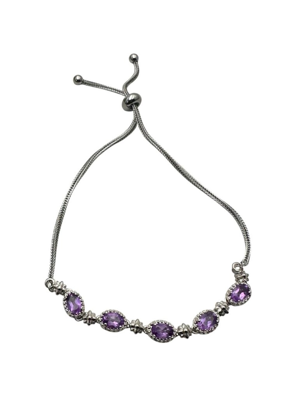 Chuck Clemency Purple Amethyst Sterling Silver Bolo Bracelet Adjustable
